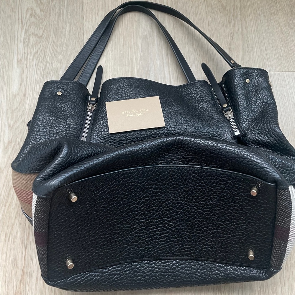 Black Leather Burrbery Tote Bag - Picture 3 of 9